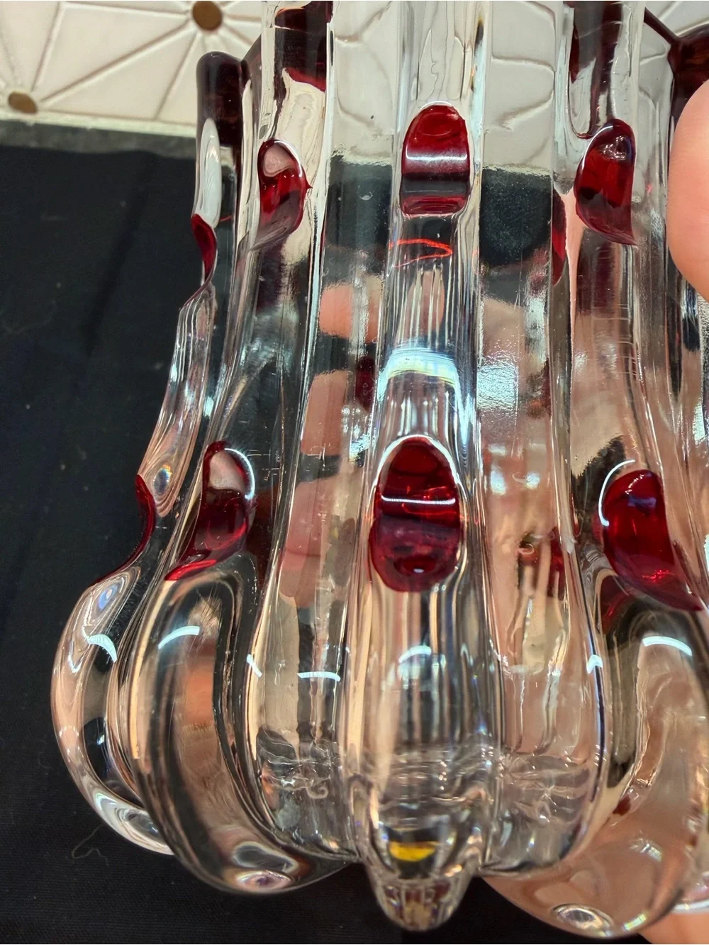 U.S. Glass Broken Column Ruby Flash Open Sugar Antique EAPG Glass c. 1890s